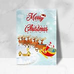 Merry Christmas greeting card with Santa sleigh design