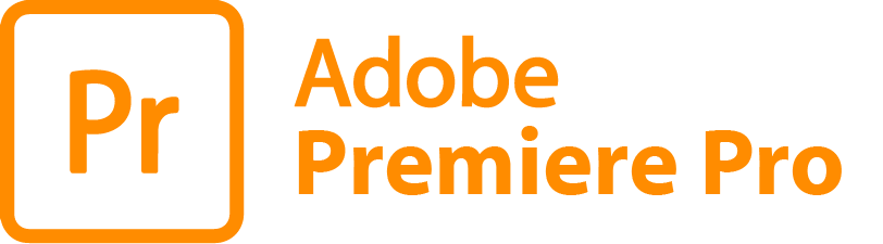 Adobe Premiere Pro The image features the Adobe Premiere Pro logo, often used in web design projects. The logo consists of a stylized, orange square with "Pr" inside it, next to the text "Adobe Premiere Pro" written in orange. The text and the square are aligned horizontally.