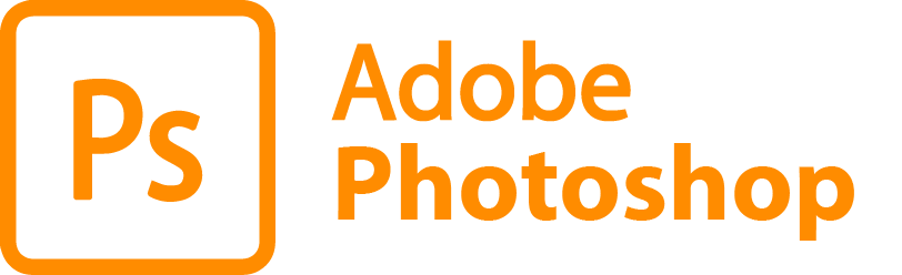 Adobe Photoshop 1 The image shows the Adobe Photoshop logo, which consists of an orange square outline with rounded corners containing the letters "Ps" in white. To the right of the square, the words "Adobe Photoshop" are written in orange, reflecting its crucial role in web design.